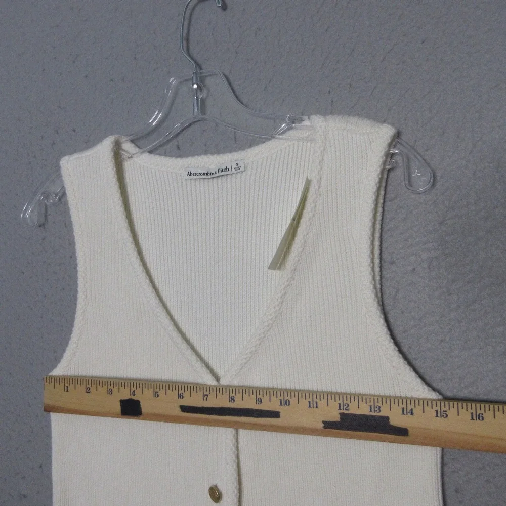 Abercrombie & Fitch Sweater Vest Gold Button Ribbed Nautical Preppy Neutral NWT